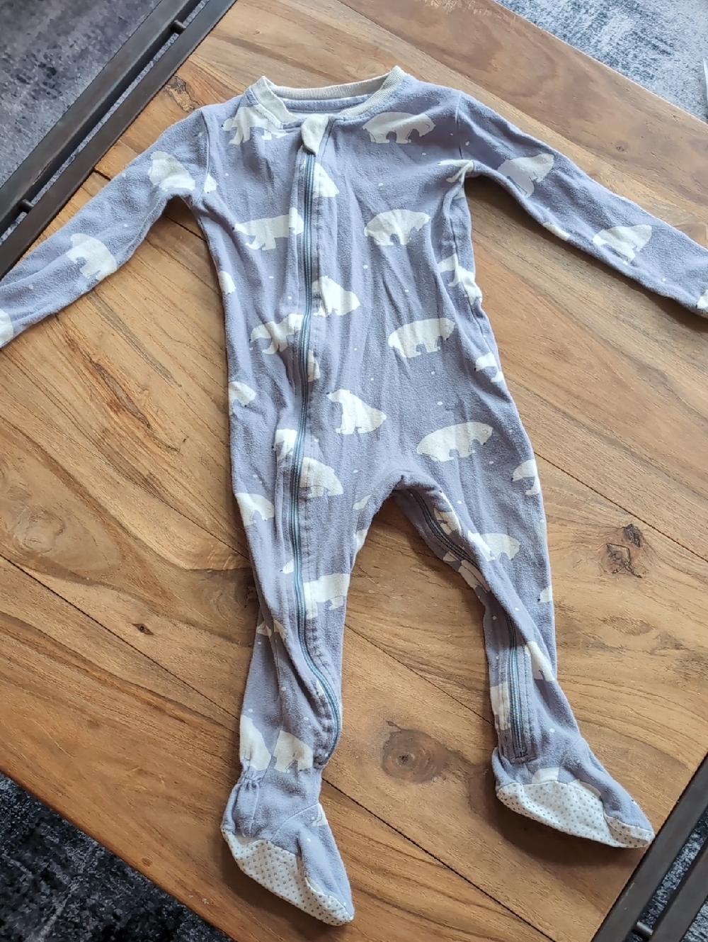 Zippyjamz Gray Polar Bear Print Onesie